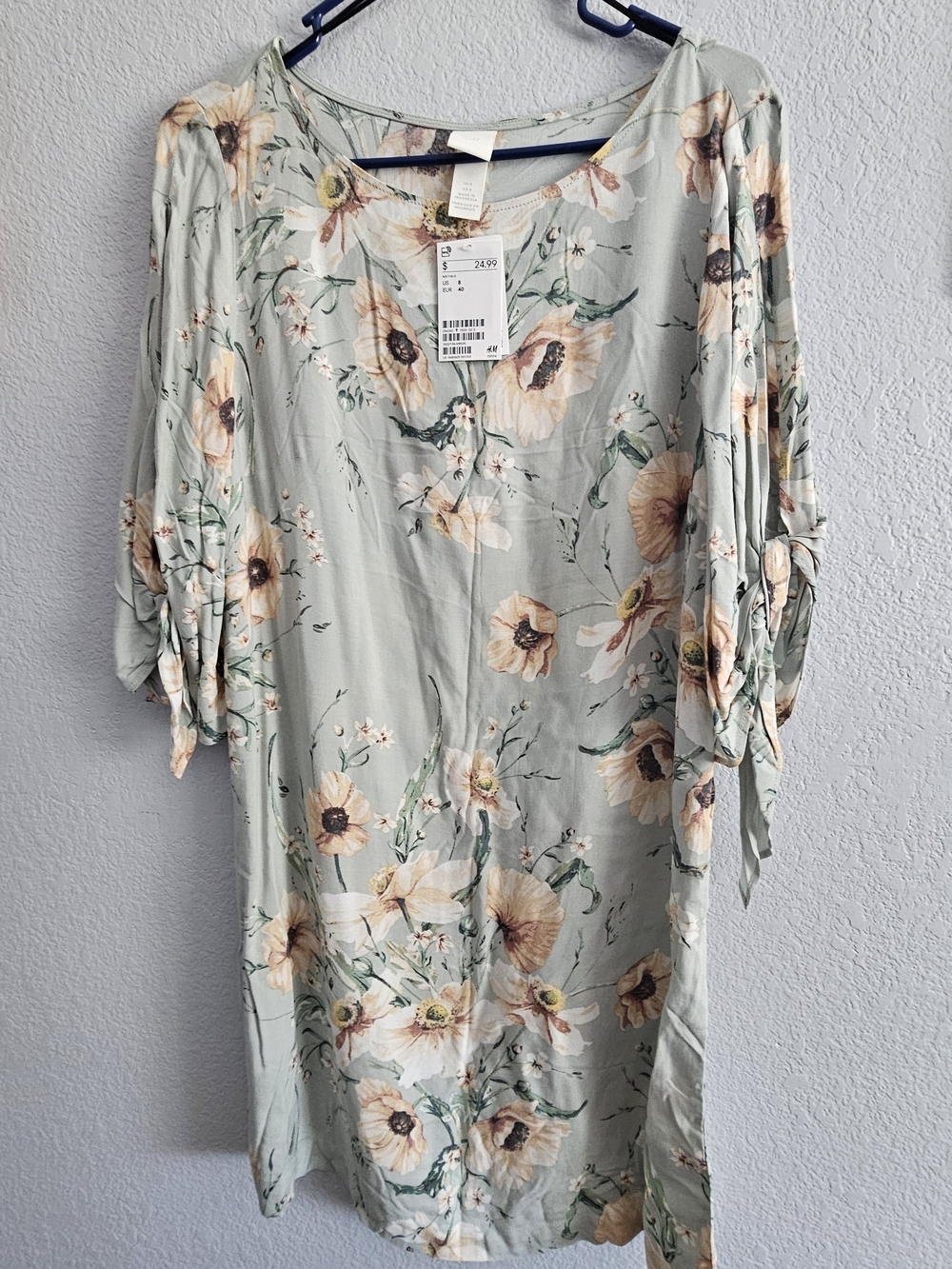 H&M Floral Scoop Neck Tunic in Pale Mint and Peach
